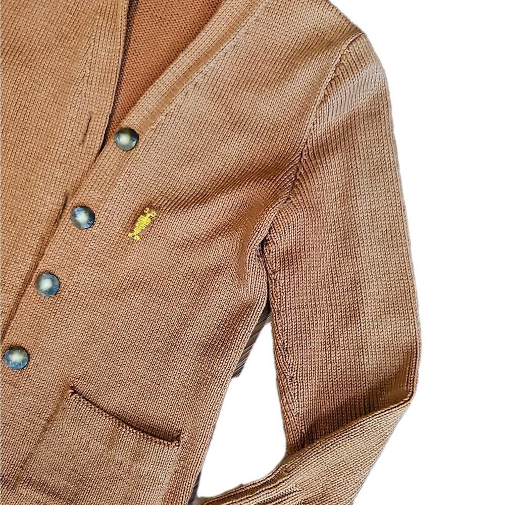 Vintage Women's Burnt Orange Knit Owl V-Neck Button-Front Cardigan Sweater XS/ S - Picture 5 of 8
